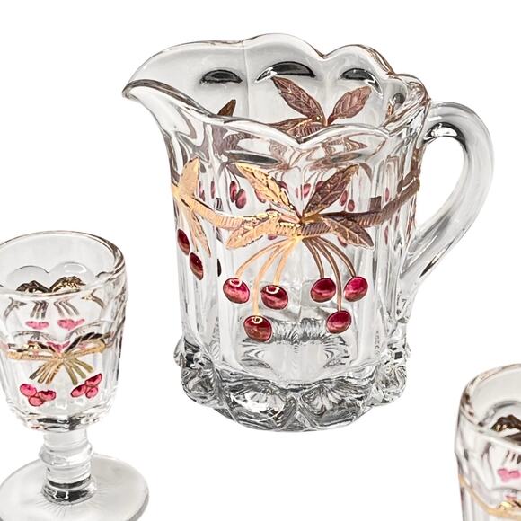 American Girl Samantha Mosser Glass PITCHER + GLASSES & BOWLS Victorian Lemonade - Picture 4 of 9